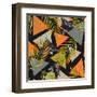 Abstract Summer Background - Triangles with Palm Tree Leaves-tanycya-Framed Art Print