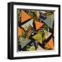 Abstract Summer Background - Triangles with Palm Tree Leaves-tanycya-Framed Art Print