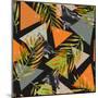 Abstract Summer Background - Triangles with Palm Tree Leaves-tanycya-Mounted Art Print