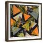Abstract Summer Background - Triangles with Palm Tree Leaves-tanycya-Framed Premium Giclee Print