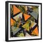 Abstract Summer Background - Triangles with Palm Tree Leaves-tanycya-Framed Premium Giclee Print