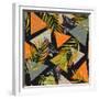 Abstract Summer Background - Triangles with Palm Tree Leaves-tanycya-Framed Premium Giclee Print