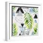 Abstract Summer Background - Triangles with Palm Tree Leaves-tanycya-Framed Art Print