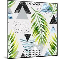 Abstract Summer Background - Triangles with Palm Tree Leaves-tanycya-Mounted Art Print