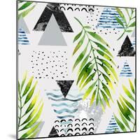 Abstract Summer Background - Triangles with Palm Tree Leaves-tanycya-Mounted Art Print