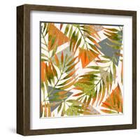 Abstract Summer Background - Triangles with Palm Tree Leaves-tanycya-Framed Art Print