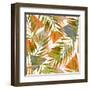 Abstract Summer Background - Triangles with Palm Tree Leaves-tanycya-Framed Art Print