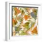 Abstract Summer Background - Triangles with Palm Tree Leaves-tanycya-Framed Art Print