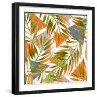 Abstract Summer Background - Triangles with Palm Tree Leaves-tanycya-Framed Art Print