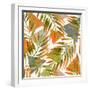 Abstract Summer Background - Triangles with Palm Tree Leaves-tanycya-Framed Art Print