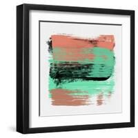 Abstract Tangerine and Green Study-Emma Moore-Framed Art Print