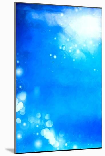 Abstract Textured Background: White Bokeh Patterns on Blue Sky-Like Backdrop-iulias-Mounted Art Print