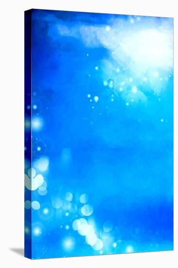 Abstract Textured Background: White Bokeh Patterns on Blue Sky-Like Backdrop-iulias-Stretched Canvas
