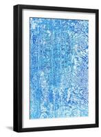 Abstract Textured Background: White Patterns on Blue Sky-Like Backdrop-iulias-Framed Art Print