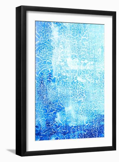 Abstract Textured Background: White Patterns on Blue Sky-Like Backdrop-iulias-Framed Art Print