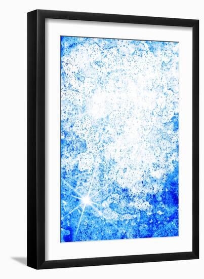 Abstract Textured Background: White Patterns on Blue Sky-Like Backdrop-iulias-Framed Art Print