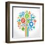 Abstract Tree with Icons. Vector Education and Science Concept.-VLADGRIN-Framed Art Print