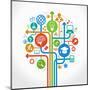 Abstract Tree with Icons. Vector Education and Science Concept.-VLADGRIN-Mounted Art Print