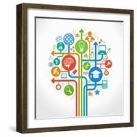 Abstract Tree with Icons. Vector Education and Science Concept.-VLADGRIN-Framed Art Print