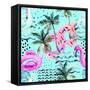 Abstract Tropical Geometric Pattern-tanycya-Framed Stretched Canvas