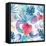 Abstract Tropical Geometric Pattern-tanycya-Framed Stretched Canvas