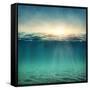 Abstract Underwater Background with Sunbeams-egal-Framed Stretched Canvas