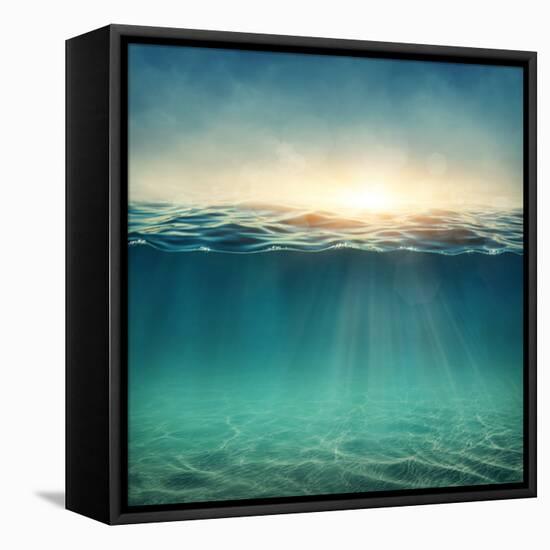 Abstract Underwater Background with Sunbeams-egal-Framed Stretched Canvas