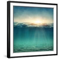 Abstract Underwater Background with Sunbeams-egal-Framed Photographic Print