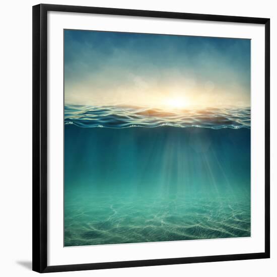 Abstract Underwater Background with Sunbeams-egal-Framed Photographic Print