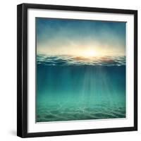 Abstract Underwater Background with Sunbeams-egal-Framed Photographic Print