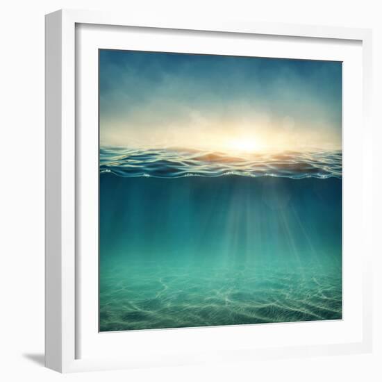 Abstract Underwater Background with Sunbeams-egal-Framed Photographic Print