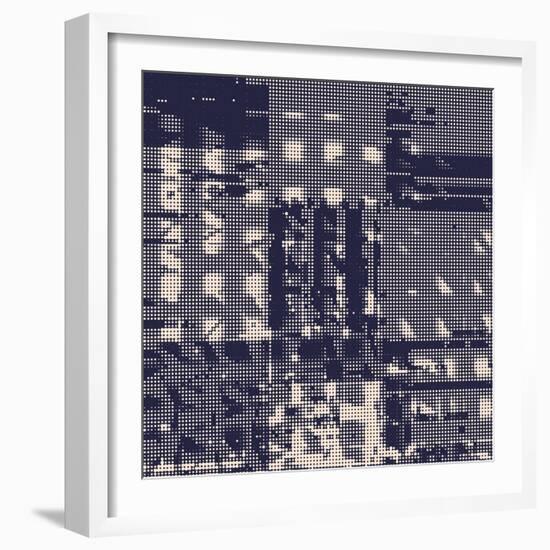 Abstract Vector Background. Squared Monochrome Raster Composition of Irregular Geometric Shapes.-Petr Strnad-Framed Art Print