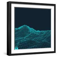 Abstract Vector Landscape Background. Cyberspace Grid. 3D Technology Vector Illustration.-Login-Framed Art Print