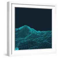 Abstract Vector Landscape Background. Cyberspace Grid. 3D Technology Vector Illustration.-Login-Framed Art Print