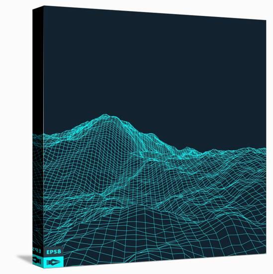 Abstract Vector Landscape Background. Cyberspace Grid. 3D Technology Vector Illustration.-Login-Stretched Canvas