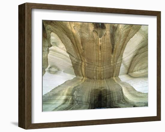 Abstract View of Painted Cliffs, Triassic Sandstone 210-250myo, Maria Island, Tasmania, Australia-Pete Oxford-Framed Photographic Print