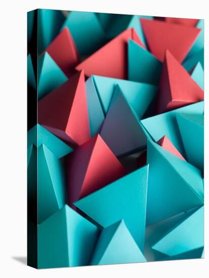 Abstract Wallpaper Consisting of Multicolored Pyramids-Abstract Oil Work-Stretched Canvas