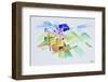 Abstract watercolor of Gourdon, Provence, France-Richard Lawrence-Framed Photographic Print