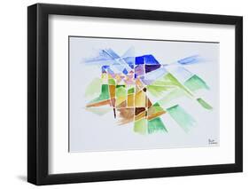 Abstract watercolor of Gourdon, Provence, France-Richard Lawrence-Framed Photographic Print