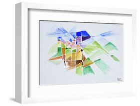 Abstract watercolor of Gourdon, Provence, France-Richard Lawrence-Framed Photographic Print