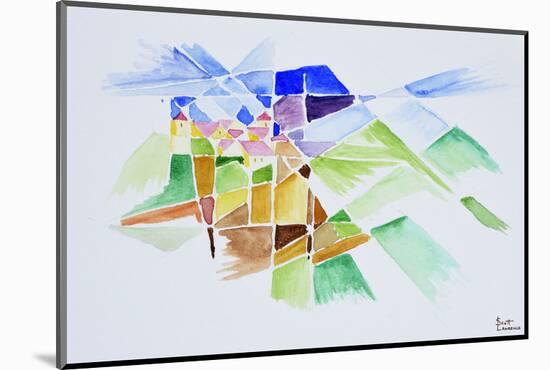 Abstract watercolor of Gourdon, Provence, France-Richard Lawrence-Mounted Photographic Print