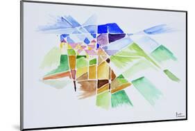 Abstract watercolor of Gourdon, Provence, France-Richard Lawrence-Mounted Photographic Print