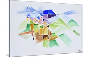 Abstract watercolor of Gourdon, Provence, France-Richard Lawrence-Stretched Canvas