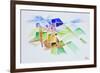 Abstract watercolor of Gourdon, Provence, France-Richard Lawrence-Framed Premium Photographic Print