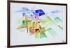 Abstract watercolor of Gourdon, Provence, France-Richard Lawrence-Framed Photographic Print