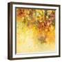 Abstract Watercolor Painting White Flowers and Soft Color Leaves-Nongkran_ch-Framed Art Print