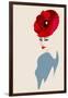 Abstract Watercolor Portrait of Women in Hat Form of a Red Poppy, Beauty Fashion Logo, Makeup , Bea-Viktoriya Panasenko-Framed Art Print
