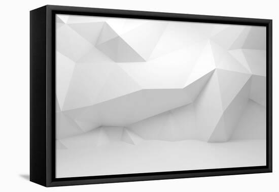Abstract White 3D Interior with Polygonal Pattern on the Wall-Eugene Sergeev-Framed Stretched Canvas