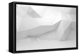 Abstract White 3D Interior with Polygonal Pattern on the Wall-Eugene Sergeev-Framed Stretched Canvas