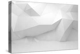 Abstract White 3D Interior with Polygonal Pattern on the Wall-Eugene Sergeev-Stretched Canvas